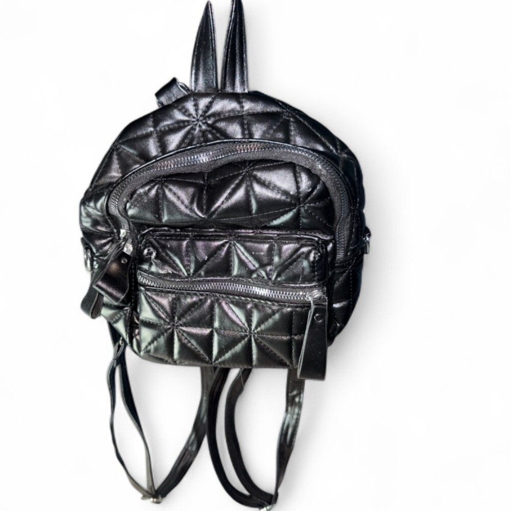 Black Quilted Leather Backpack